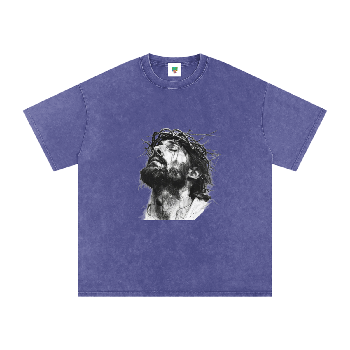 Jesus Loves You Snow Washed Oversized Cotton T-Shirt