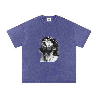 Jesus Loves You Snow Washed Oversized Cotton T-Shirt