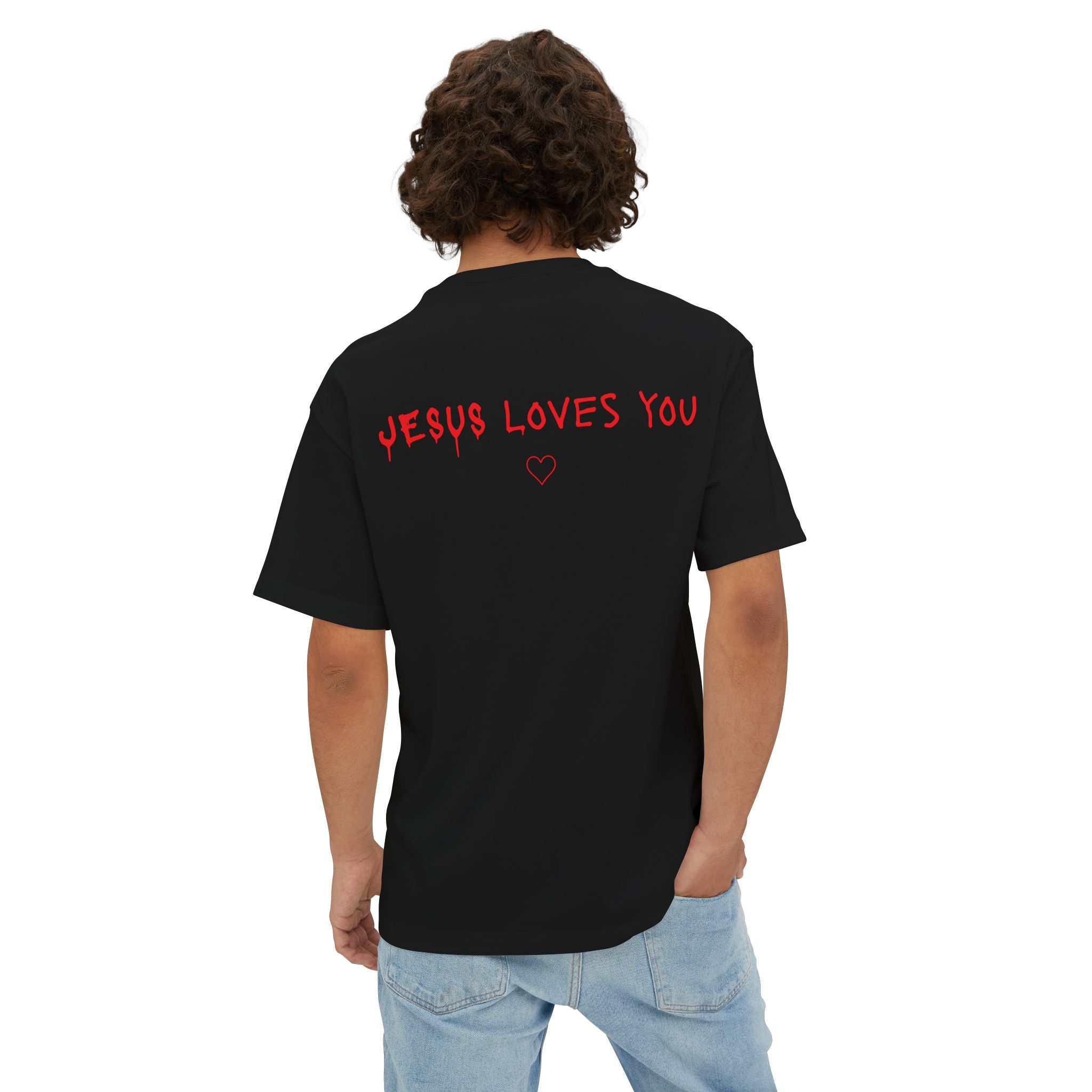 Jesus Loves You Oversized Tee — Jesus Crown of Thorns Graphic T-Shirt