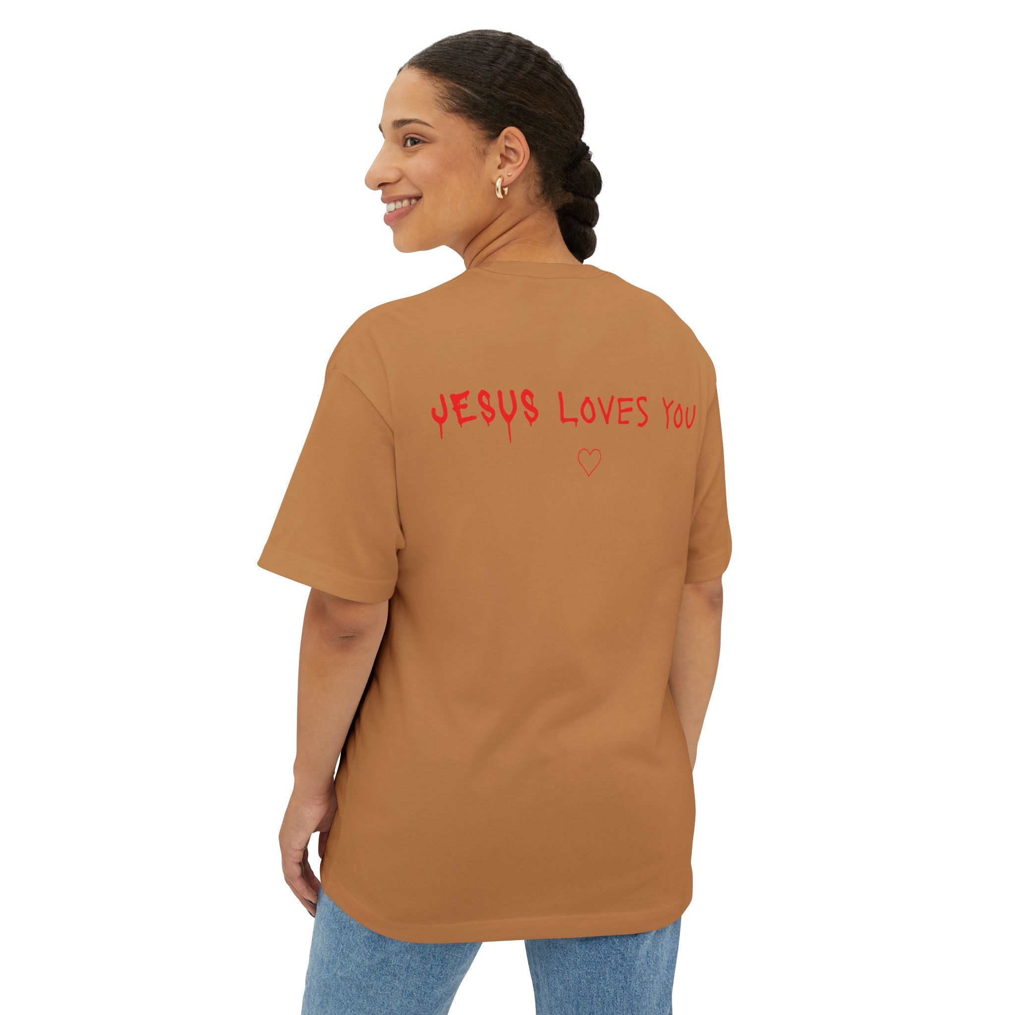 Jesus Loves You Oversized Tee — Jesus Crown of Thorns Graphic T-Shirt