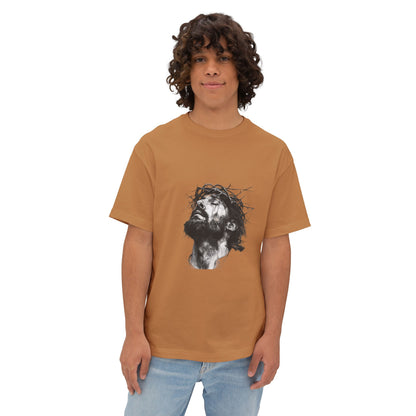 Jesus Portrait Tee — Crown of Thorns Graphic Boxy T‑Shirt