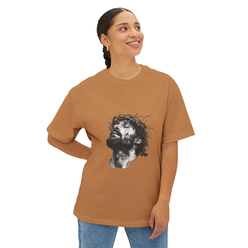 Jesus Loves You Oversized Tee — Jesus Crown of Thorns Graphic T-Shirt