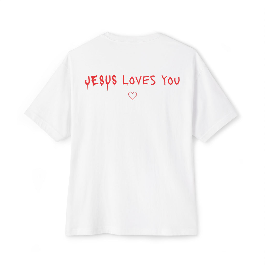 Jesus Loves You Oversized Tee — Jesus Crown of Thorns Graphic T-Shirt