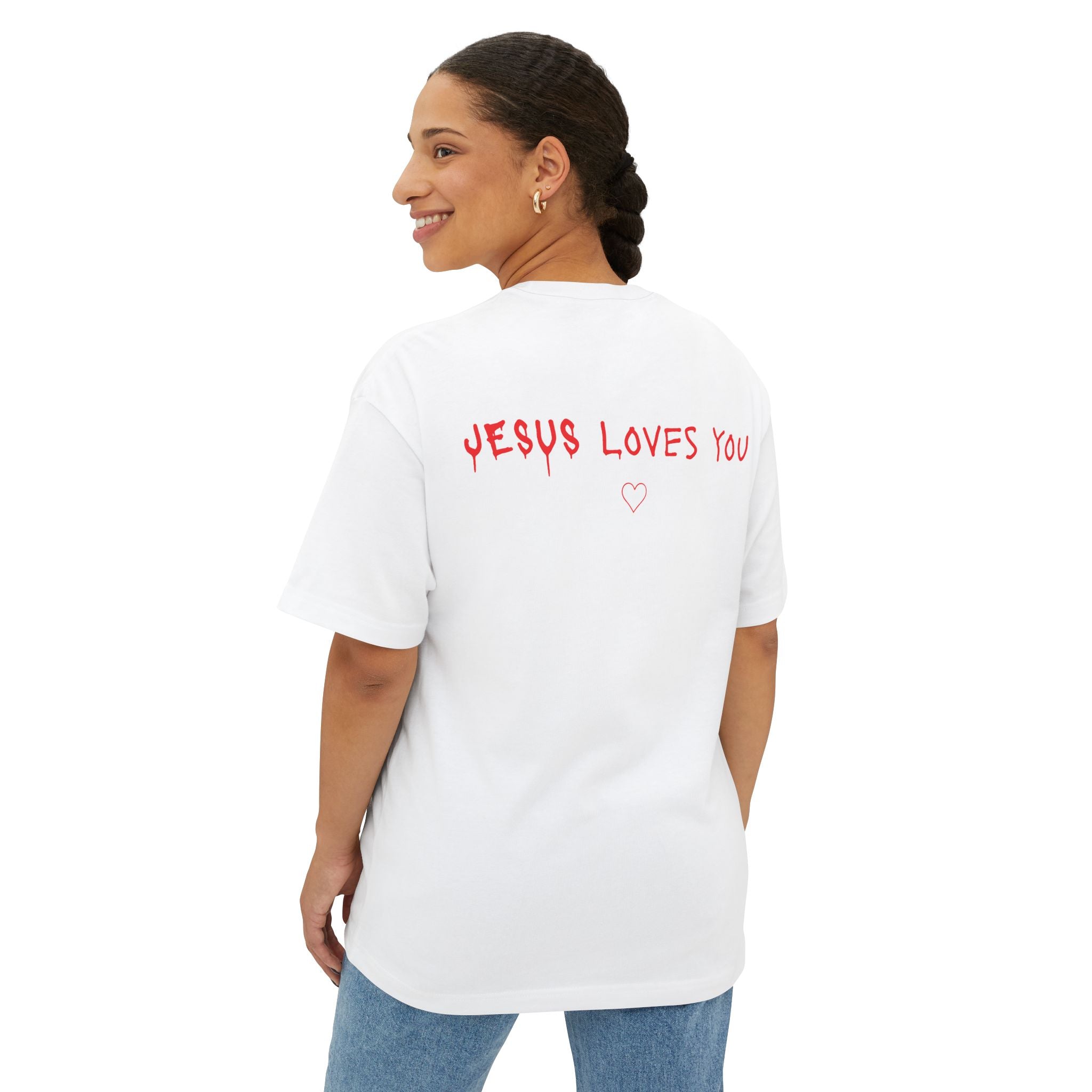 Jesus Loves You Oversized Tee — Jesus Crown of Thorns Graphic T-Shirt