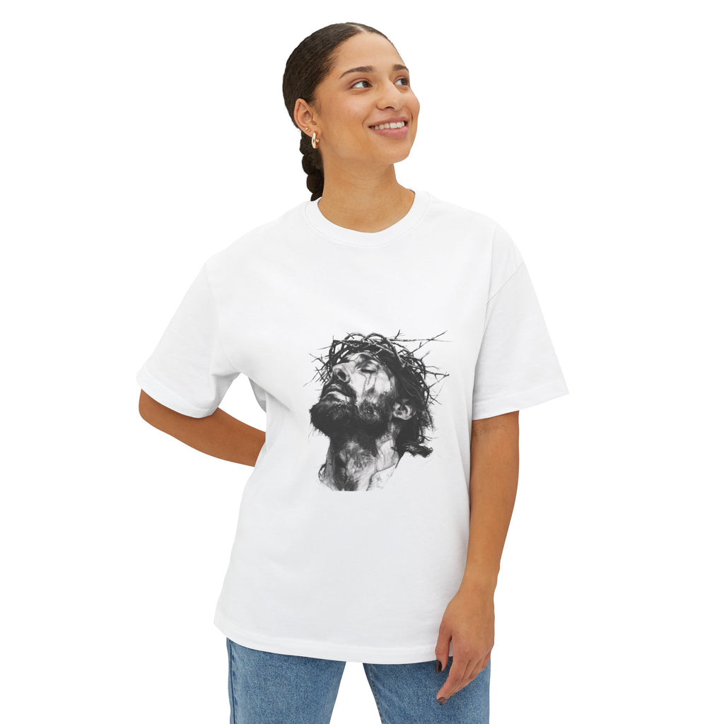 Jesus Loves You Oversized Tee — Jesus Crown of Thorns Graphic T-Shirt