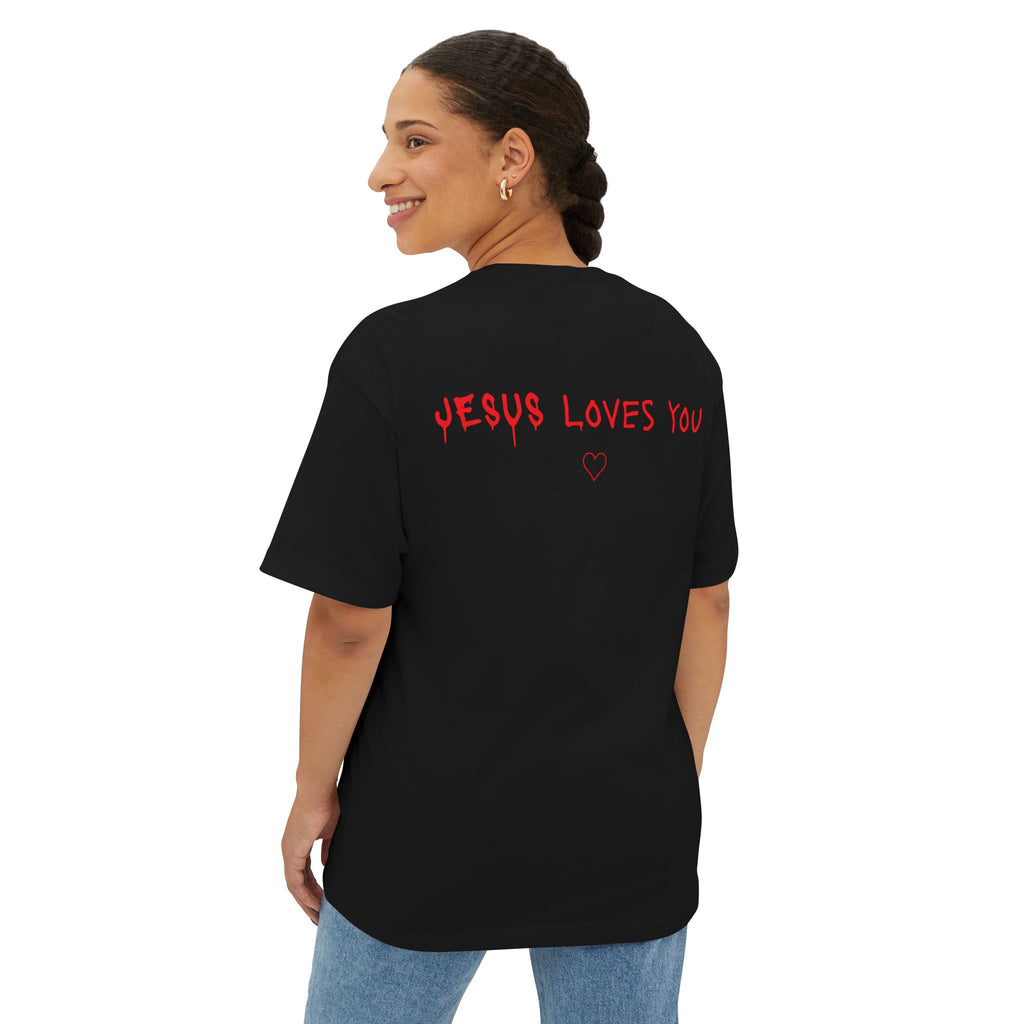 Jesus Loves You Oversized Tee — Jesus Crown of Thorns Graphic T-Shirt