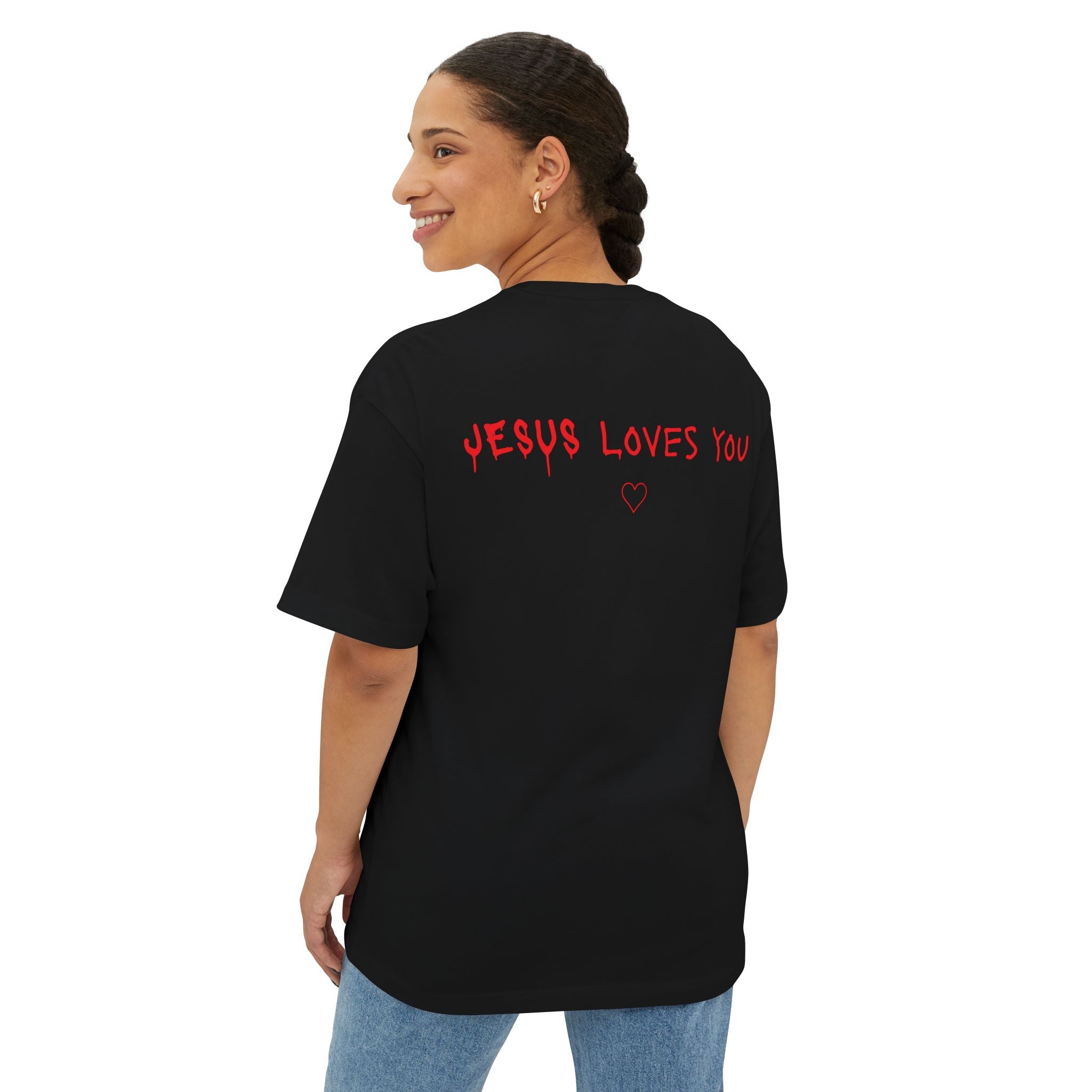 Jesus Loves You Oversized Tee — Jesus Crown of Thorns Graphic T-Shirt