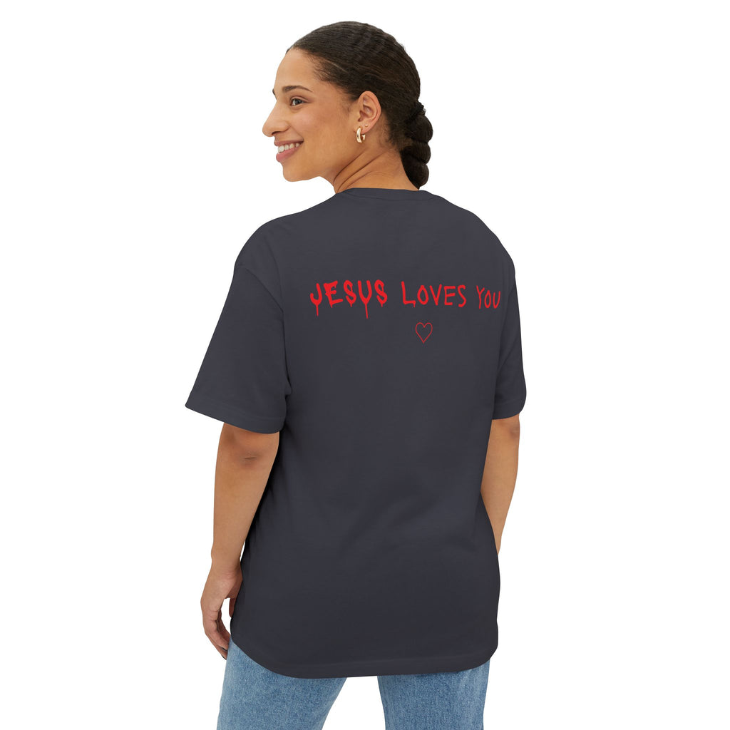 Jesus Loves You Oversized Tee — Jesus Crown of Thorns Graphic T-Shirt