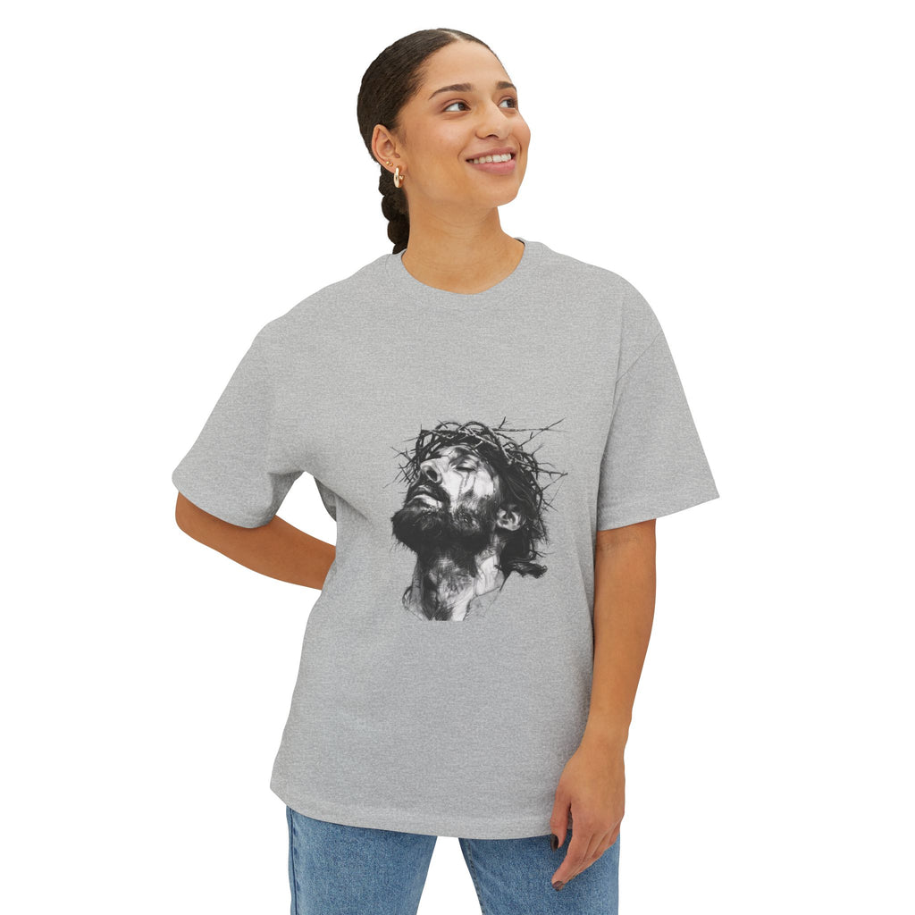 Jesus Loves You Oversized Tee — Jesus Crown of Thorns Graphic T-Shirt