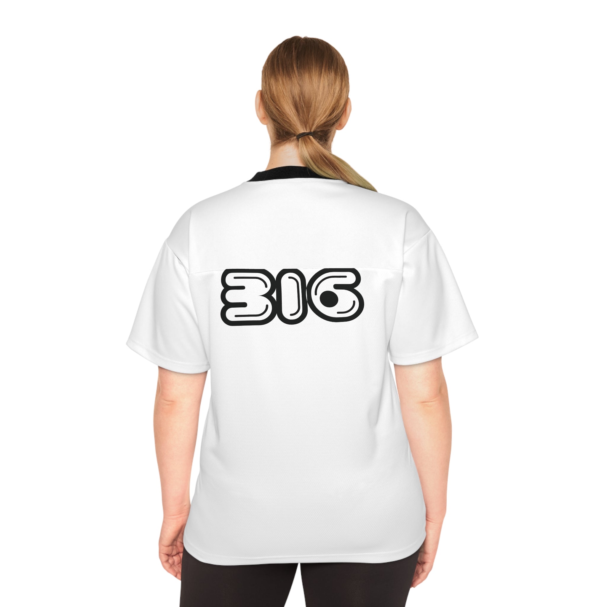 Pink Retro 'John Eric' Football Jersey — Vintage Bubble Letter AOP Tee