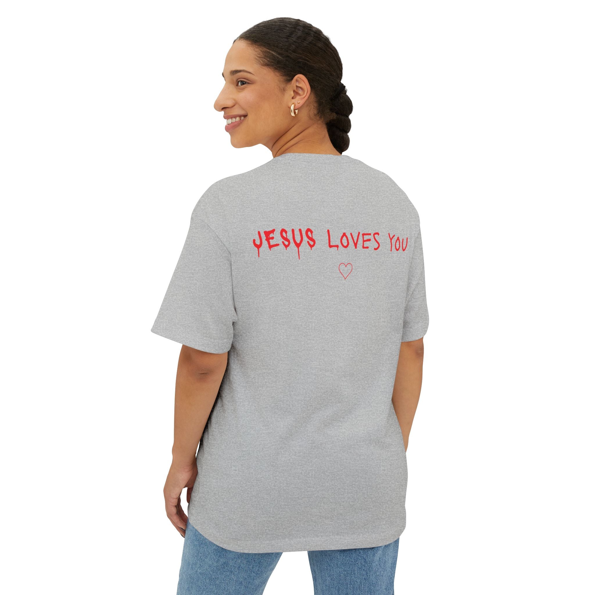 Jesus Loves You Oversized Tee — Jesus Crown of Thorns Graphic T-Shirt