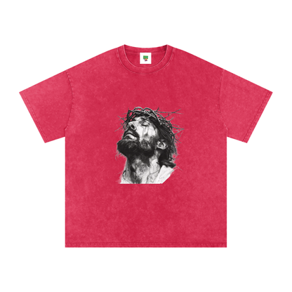Jesus Loves You Snow Washed Oversized Cotton T-Shirt