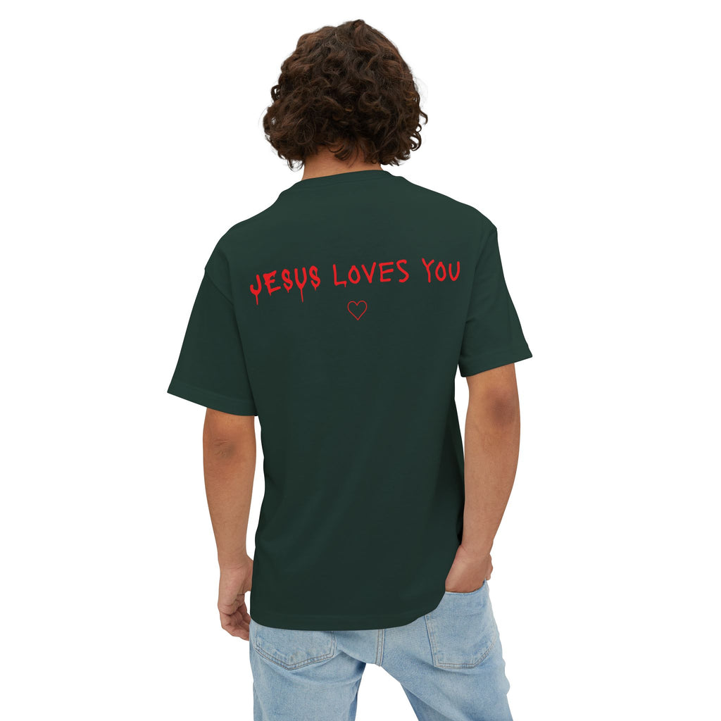 Jesus Loves You Oversized Tee — Jesus Crown of Thorns Graphic T-Shirt
