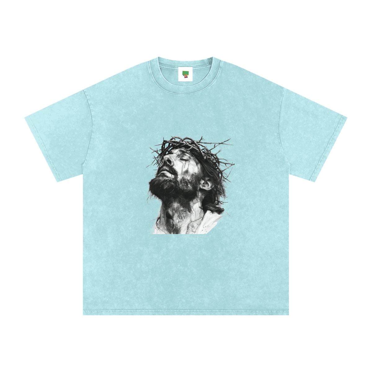 Jesus Loves You Snow Washed Oversized Cotton T-Shirt