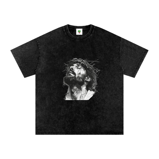 Jesus Loves You Snow Washed Oversized Cotton T-Shirt