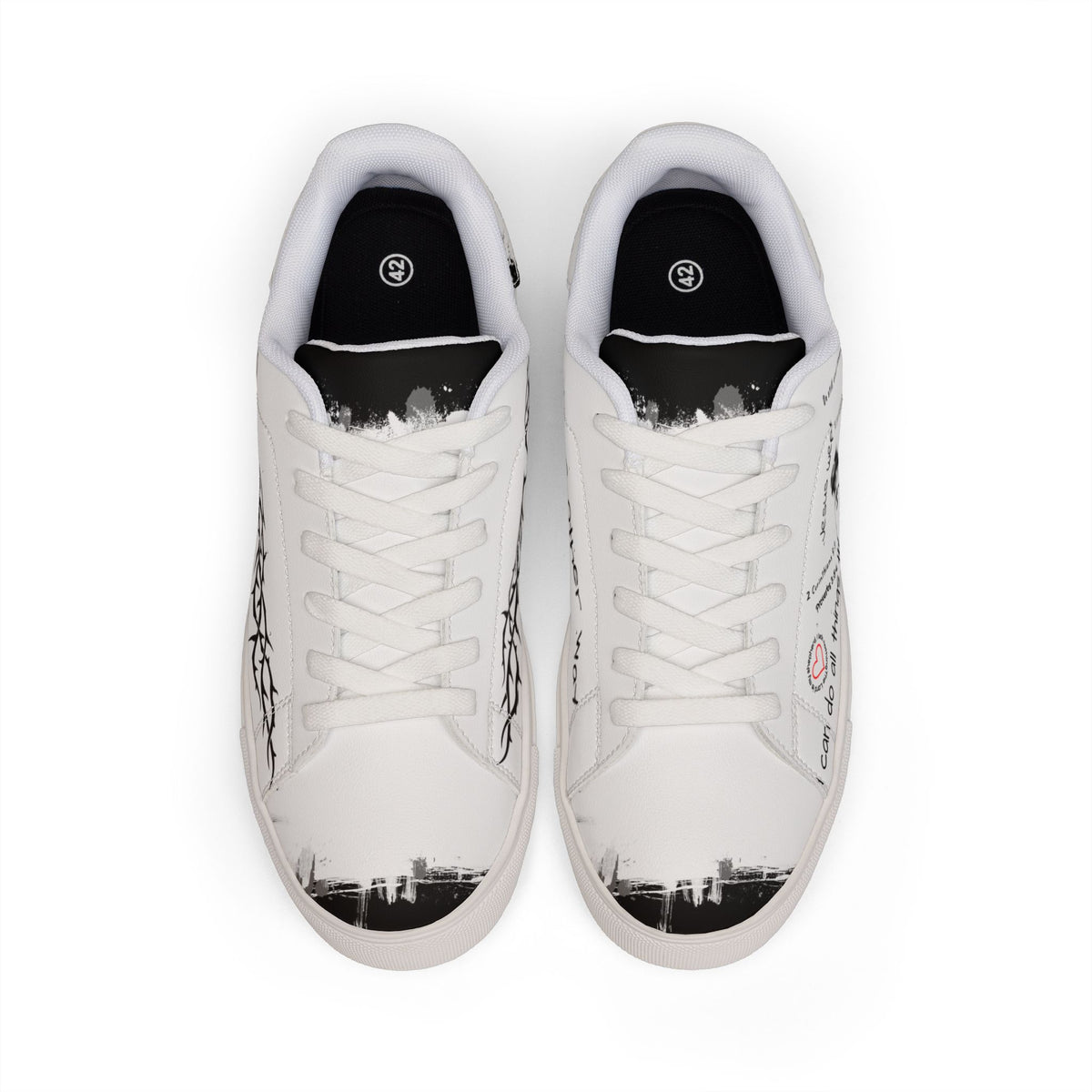 White Script Scripture Sneakers | Low-Top Leather Sneakers