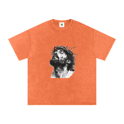 Jesus Loves You Snow Washed Oversized Cotton T-Shirt