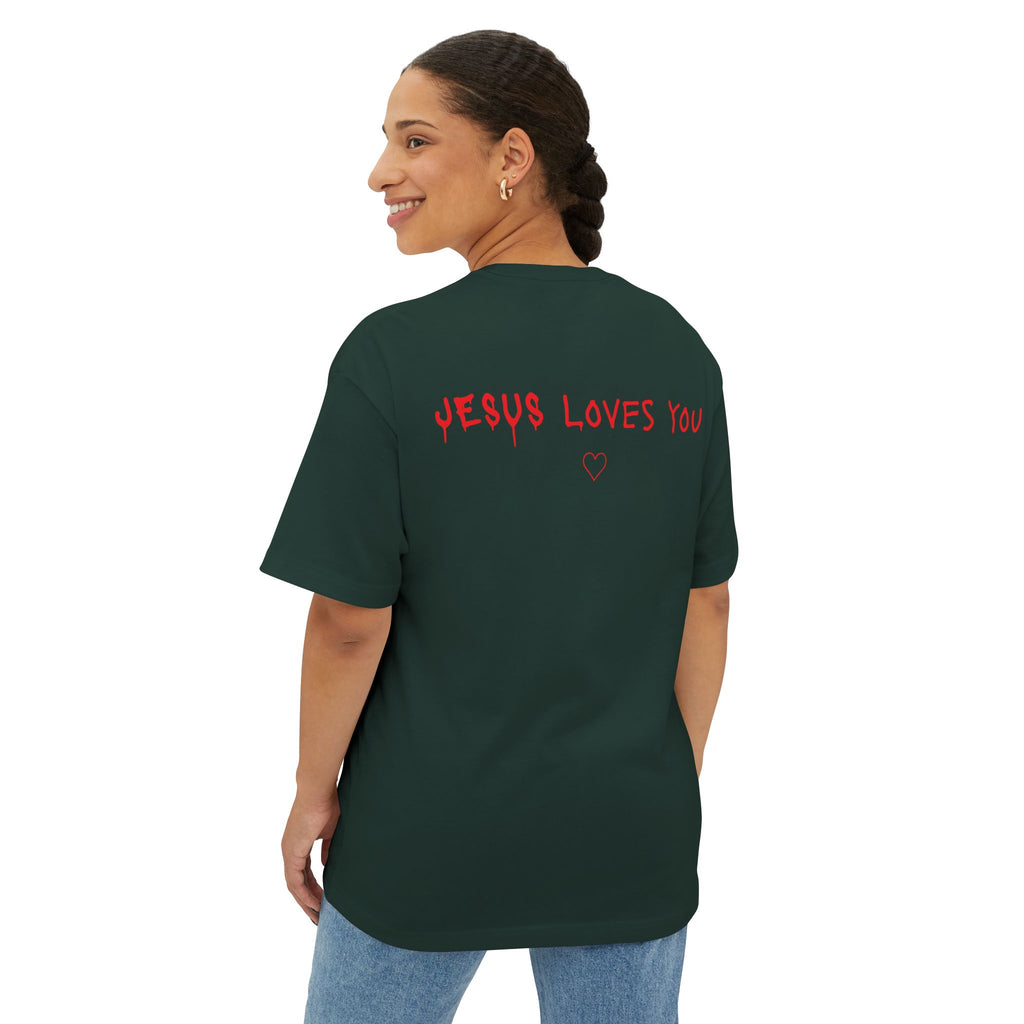 Jesus Loves You Oversized Tee — Jesus Crown of Thorns Graphic T-Shirt
