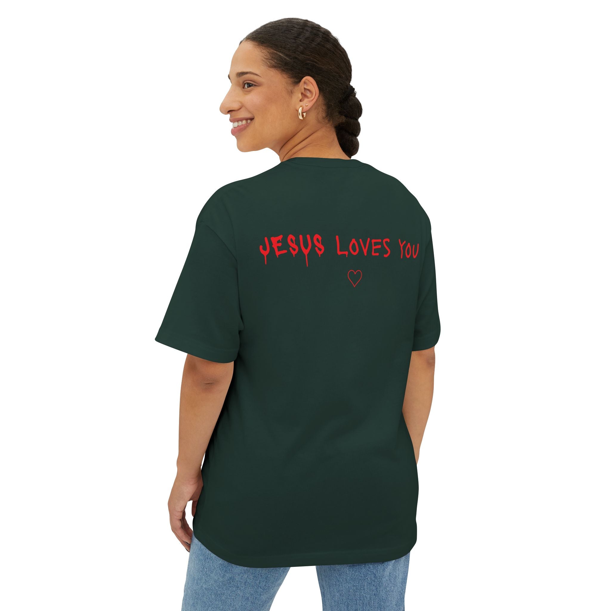 Jesus Loves You Oversized Tee — Jesus Crown of Thorns Graphic T-Shirt