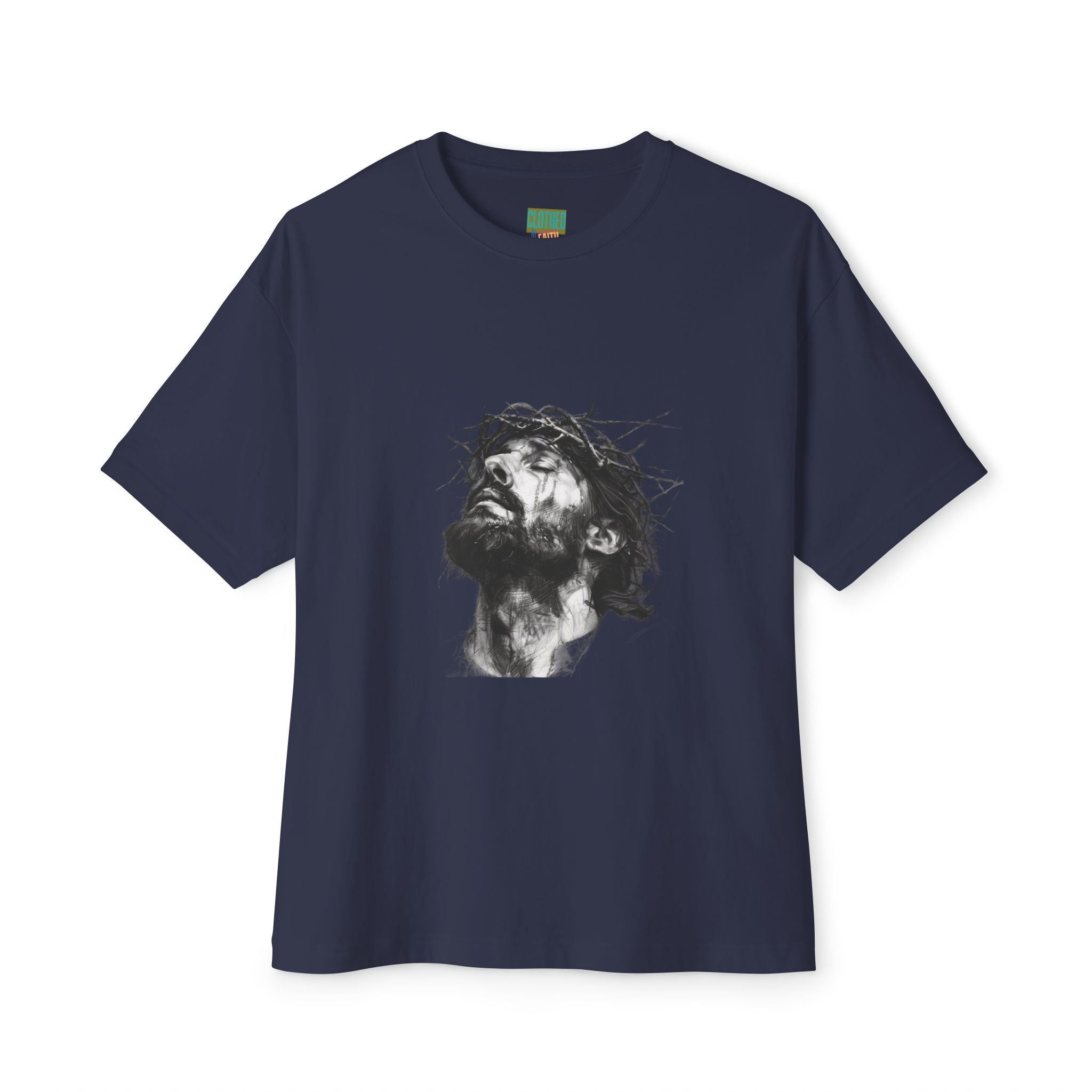 Jesus Loves You Oversized Tee — Jesus Crown of Thorns Graphic T-Shirt