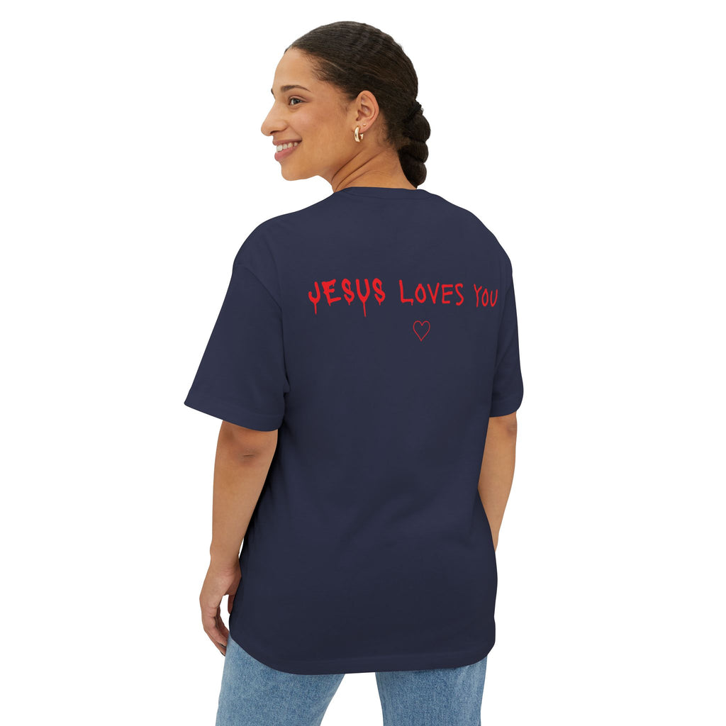 Jesus Loves You Oversized Tee — Jesus Crown of Thorns Graphic T-Shirt