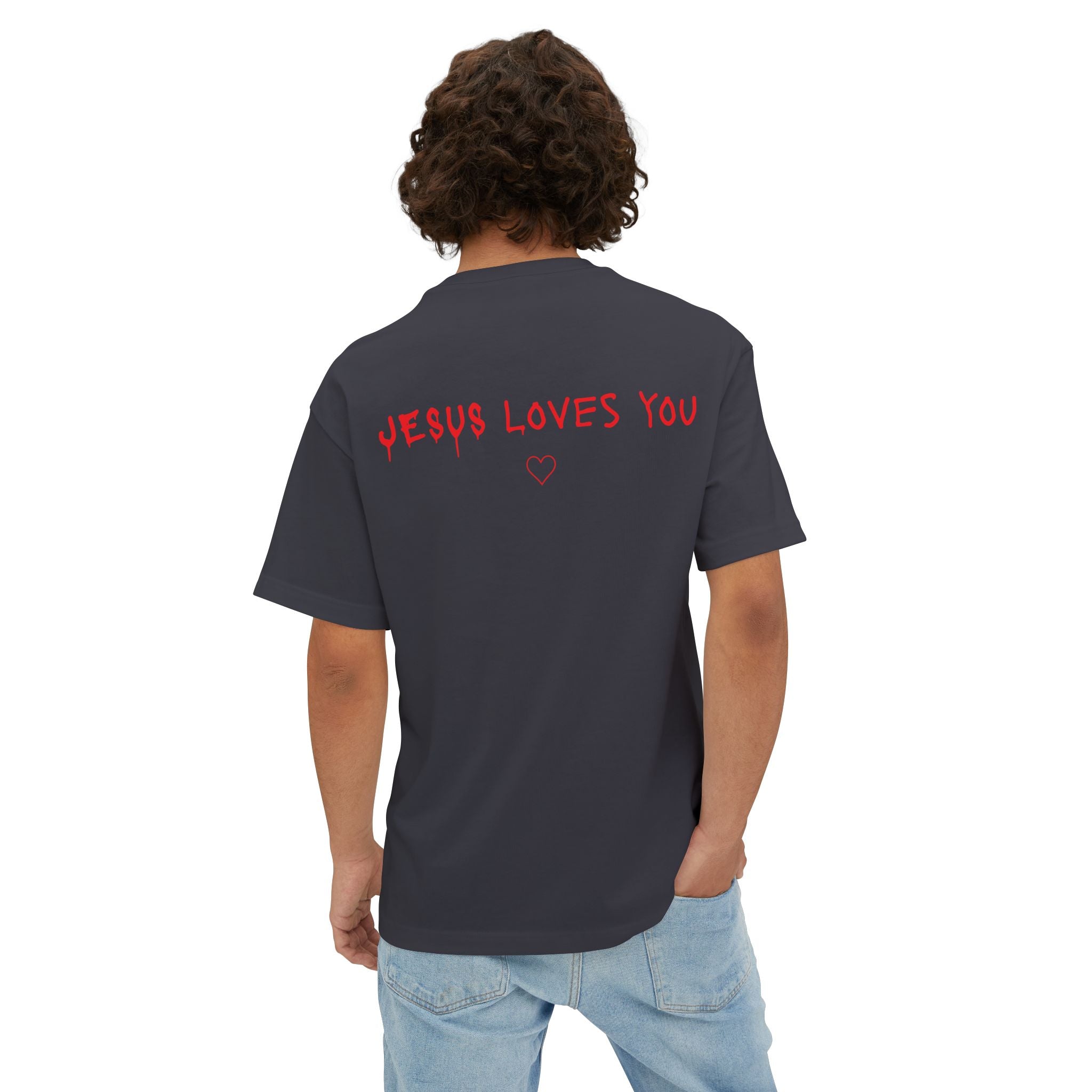 Jesus Loves You Oversized Tee — Jesus Crown of Thorns Graphic T-Shirt
