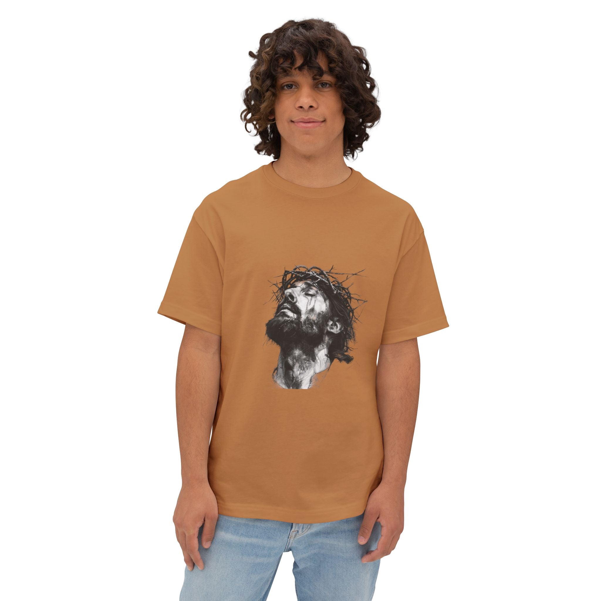 Jesus Loves You Oversized Tee — Jesus Crown of Thorns Graphic T-Shirt