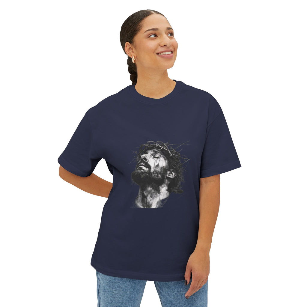 Jesus Loves You Oversized Tee — Jesus Crown of Thorns Graphic T-Shirt