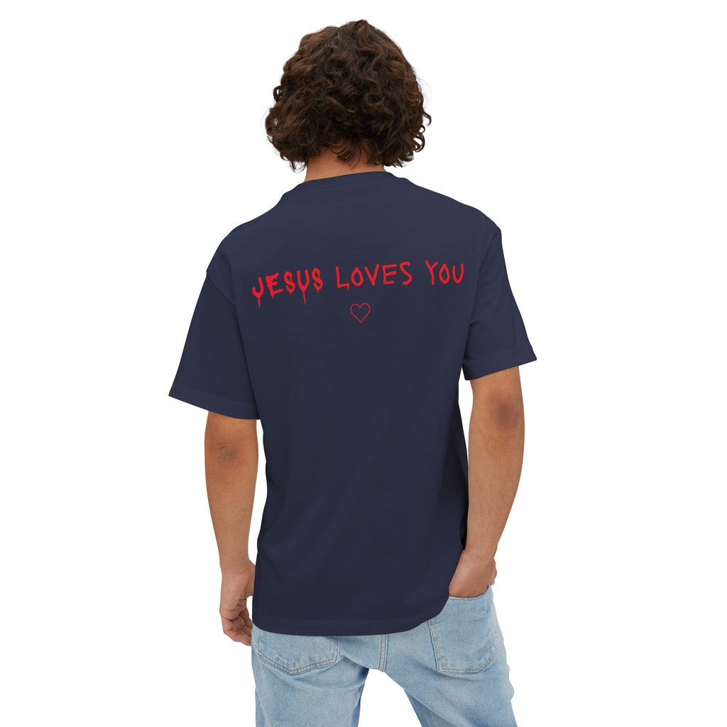 Jesus Loves You Oversized Tee — Jesus Crown of Thorns Graphic T-Shirt