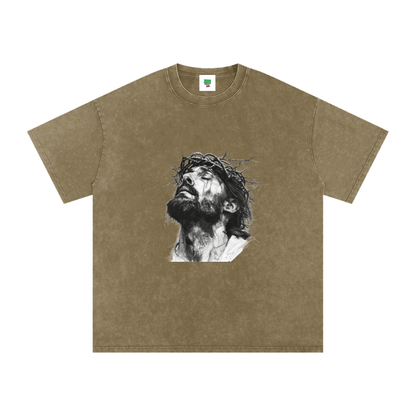 Jesus Loves You Snow Washed Oversized Cotton T-Shirt
