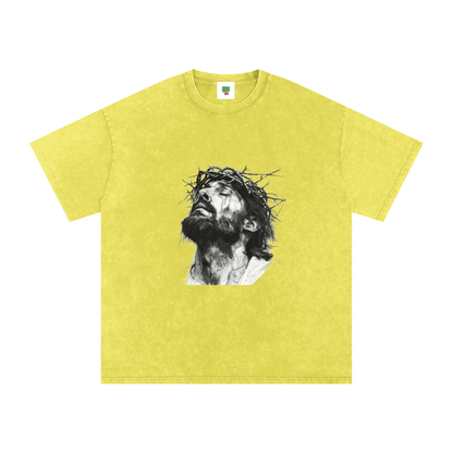 Jesus Loves You Snow Washed Oversized Cotton T-Shirt
