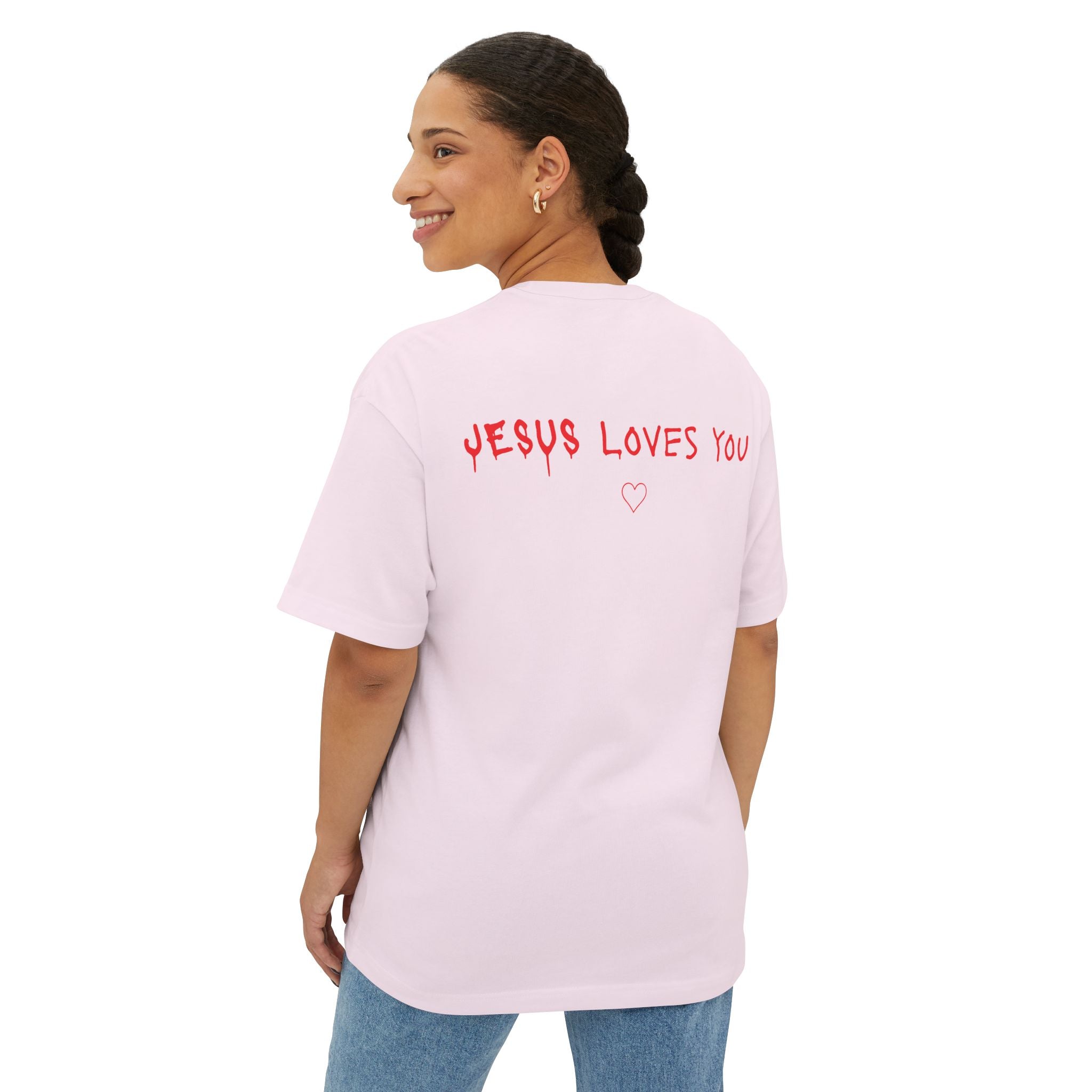 Jesus Loves You Oversized Tee — Jesus Crown of Thorns Graphic T-Shirt