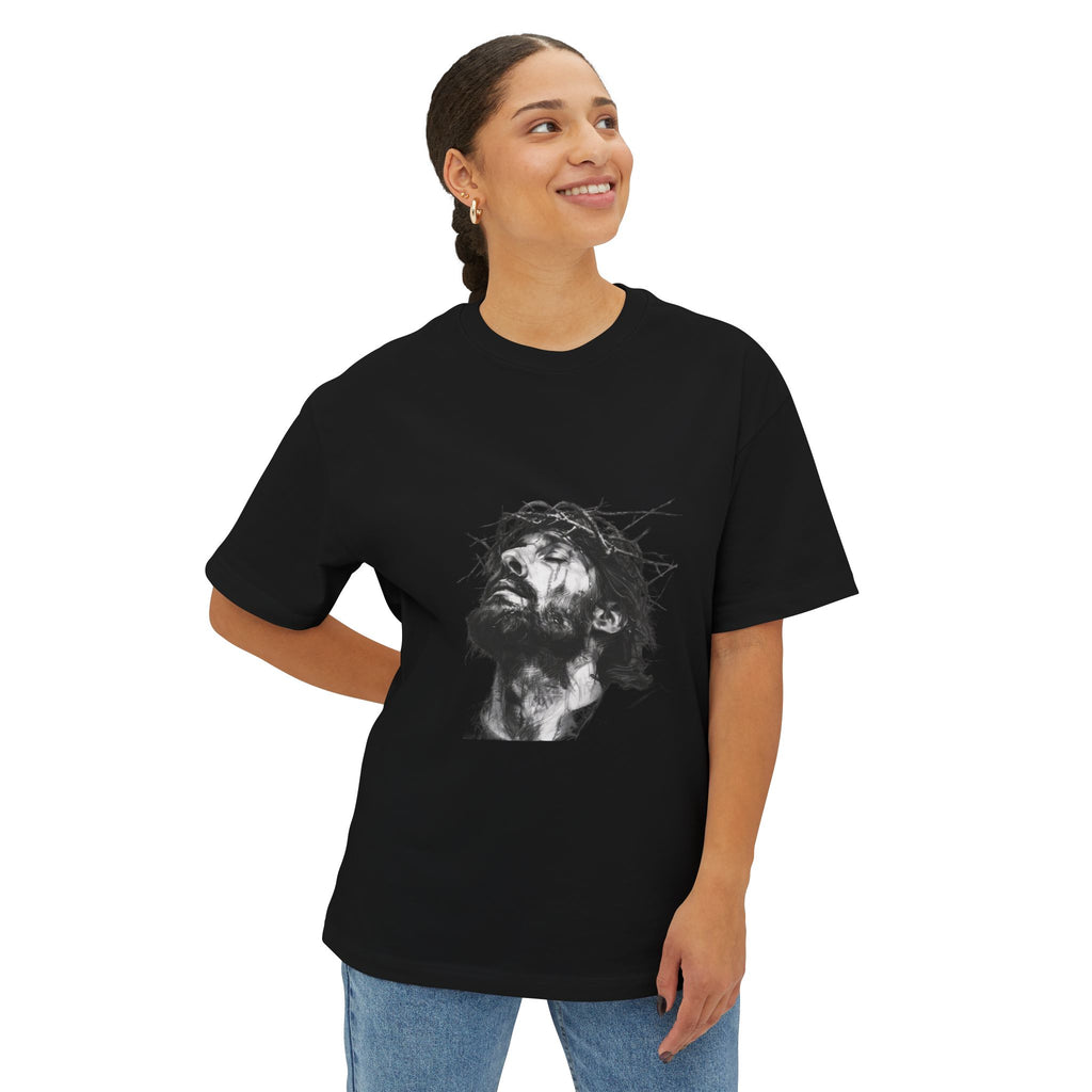 Jesus Loves You Oversized Tee — Jesus Crown of Thorns Graphic T-Shirt