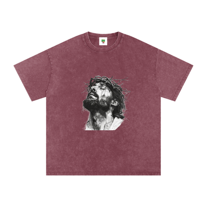 Jesus Loves You Snow Washed Oversized Cotton T-Shirt