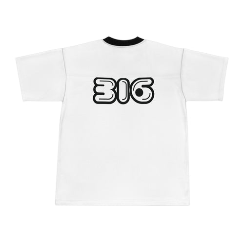 Pink Retro 'John Eric' Football Jersey — Vintage Bubble Letter AOP Tee