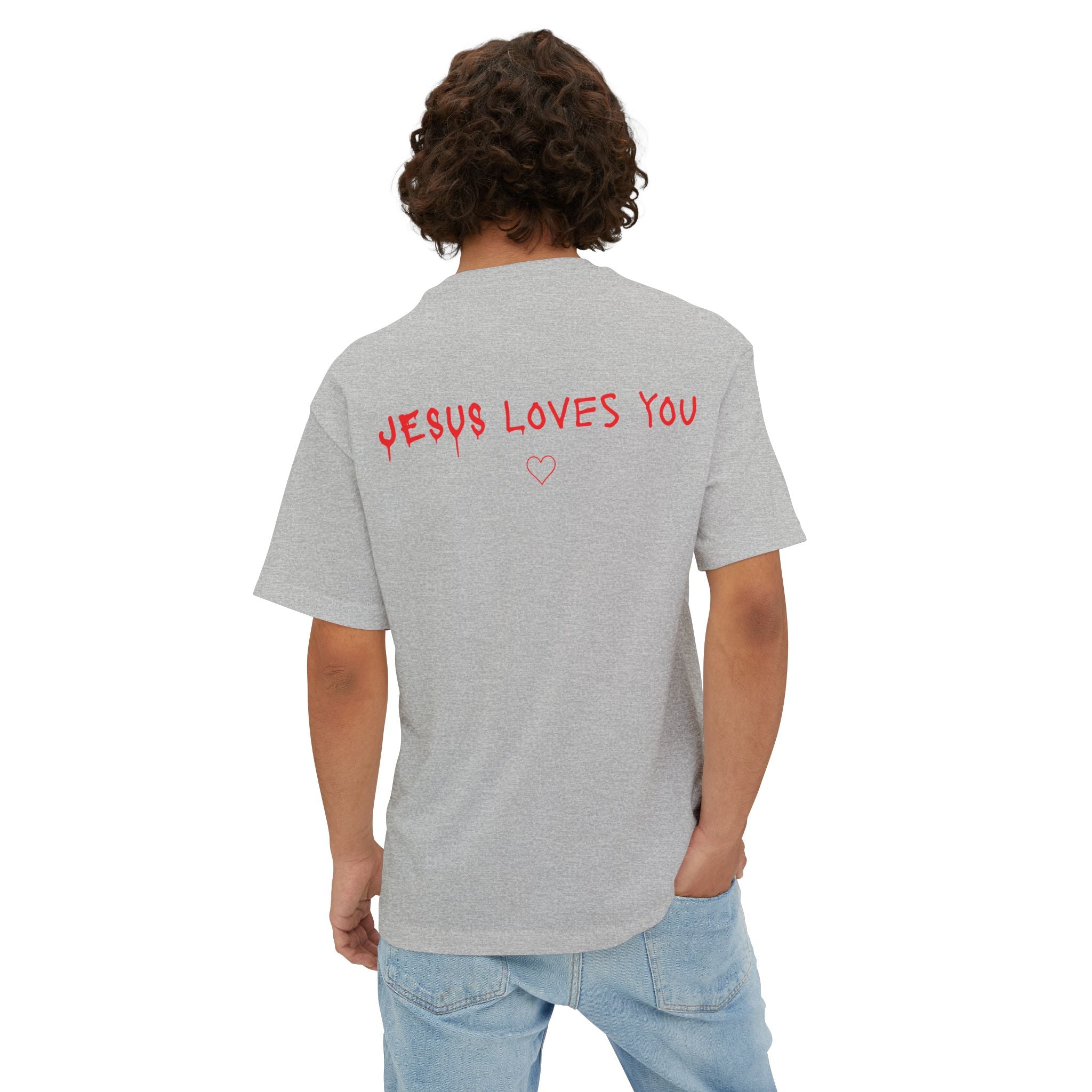 Jesus Loves You Oversized Tee — Jesus Crown of Thorns Graphic T-Shirt
