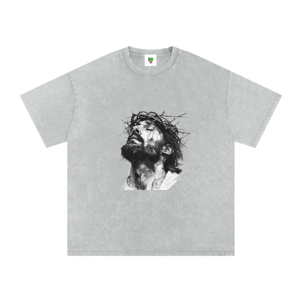 Jesus Loves You Snow Washed Oversized Cotton T-Shirt