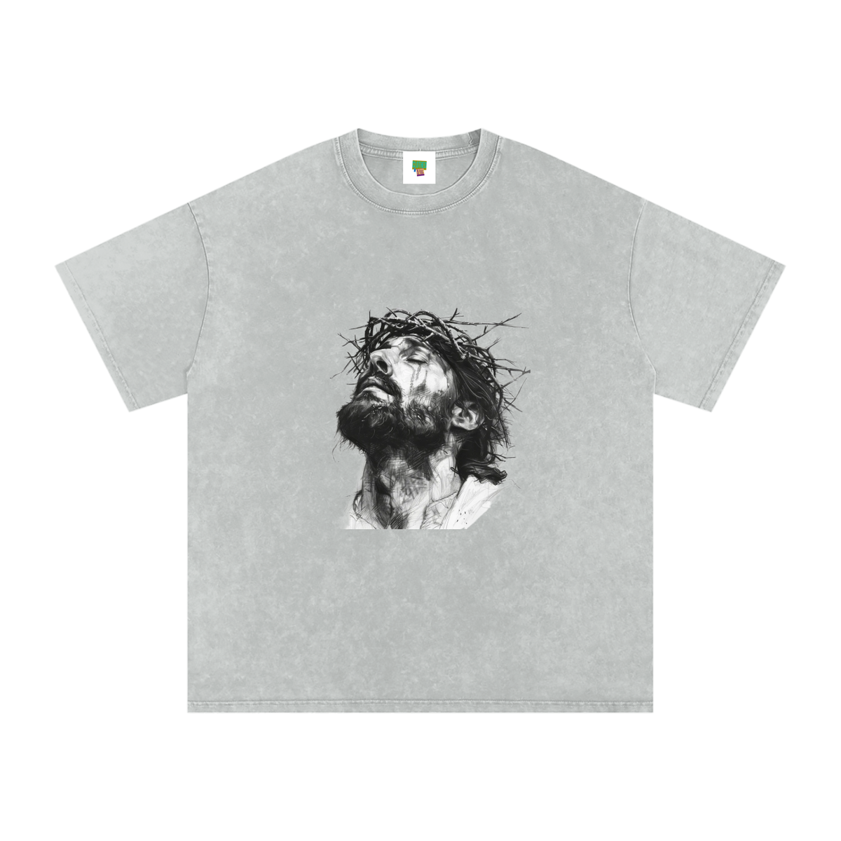 Jesus Loves You Snow Washed Oversized Cotton T-Shirt