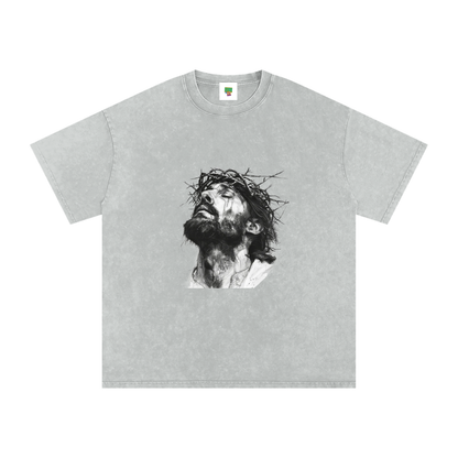 Jesus Loves You Snow Washed Oversized Cotton T-Shirt