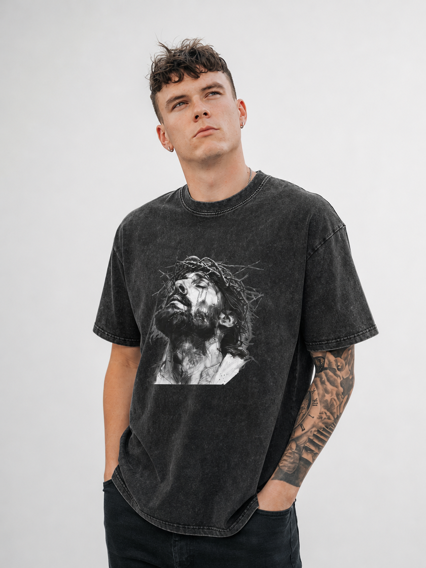 Jesus Loves You Snow Washed Oversized Cotton T-Shirt
