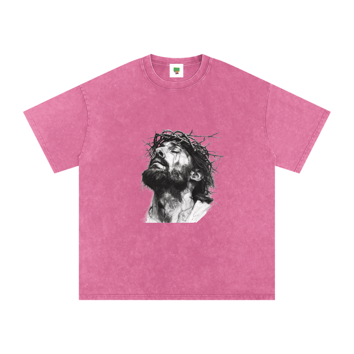 Jesus Loves You Snow Washed Oversized Cotton T-Shirt