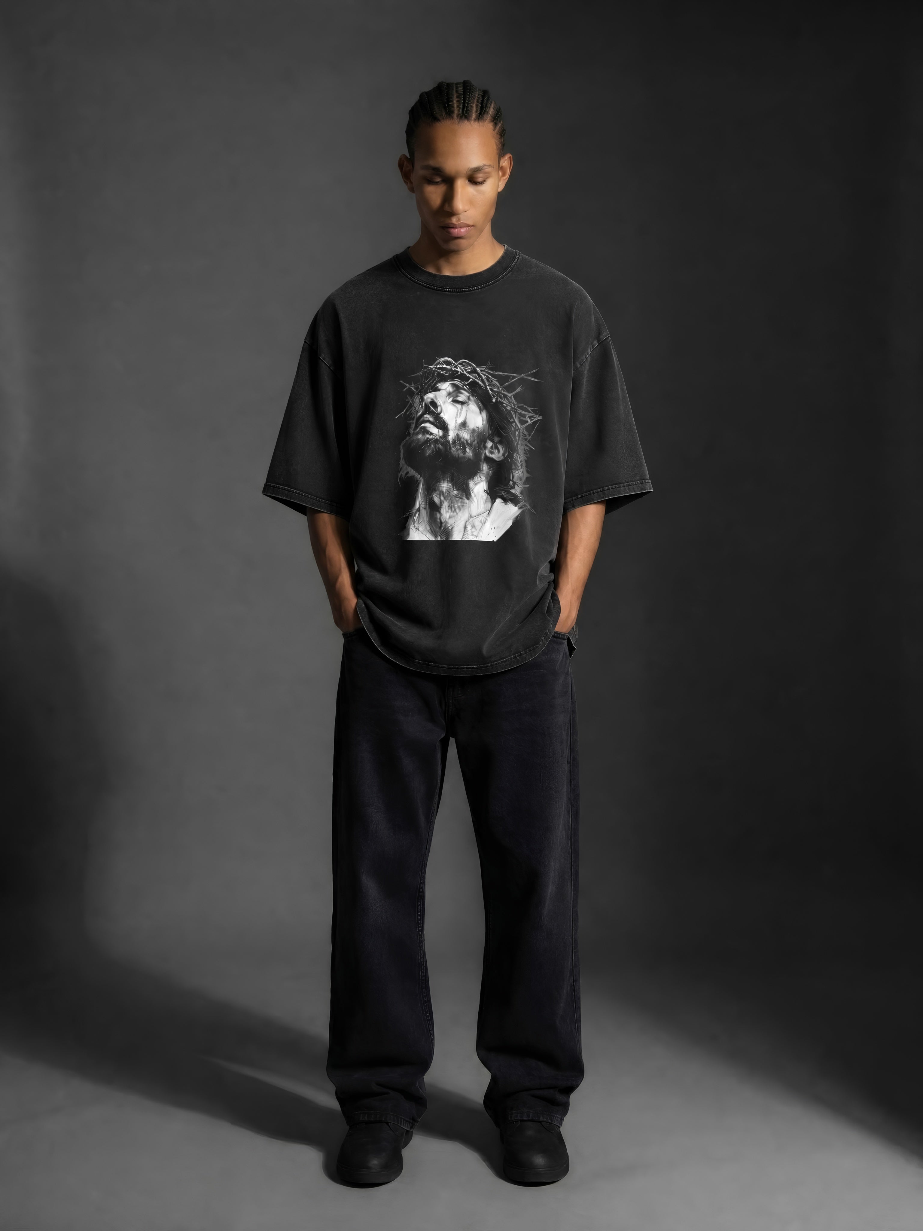 Jesus Loves You Snow Washed Oversized Cotton T-Shirt